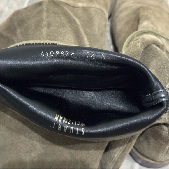 Stuart Weitzman Lowland Olive Green Suede Over the Knee Flat Boots Size 7.5 - Picture 9 of 9